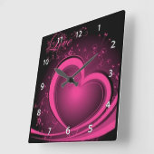 Roze Abstracte hartklok Vierkante Klok (Hoek)