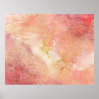 Roze Abstracte inktverf met pink Poster