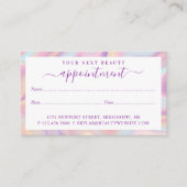 Roze Abstracte Iridescent Holographic Beautist Afsprakenkaartje (Voorkant)