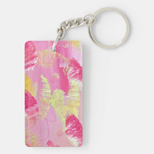 Roze Abstracte Kunst Acryl Sleutelhanger