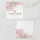 Roze Abstracte kunst met gouden accenten Vierkante Visitekaartje (Voorkant / Achterkant)