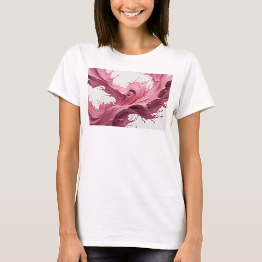 Roze ABSTRACTE KUNST Modeprint Statement T-shirt (Voorkant)