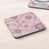 Roze Abstracte kunsten en bloemen houden van fract Bier Onderzetter (Linkerzijde)