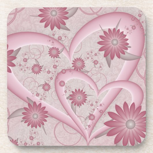 Roze Abstracte kunsten en bloemen houden van fract Bier Onderzetter (Voorkant)