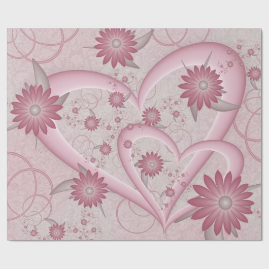 Roze Abstracte kunsten en bloemen houden van fract Cadeaupapier (Vlak)