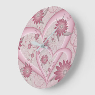 Roze Abstracte kunsten en bloemen houden van fract Grote Klok