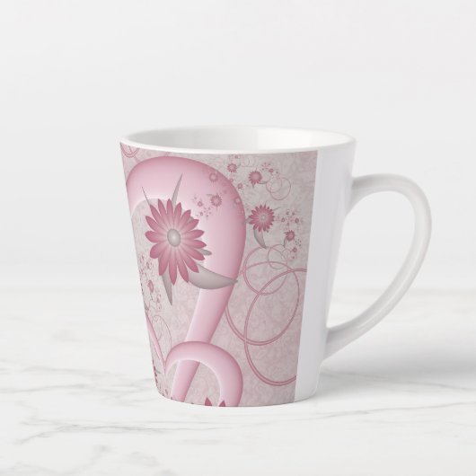 Roze Abstracte kunsten en bloemen houden van fract Latte Mok (Rechts)