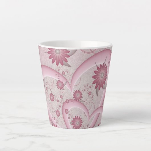 Roze Abstracte kunsten en bloemen houden van fract Latte Mok (Voorkant)