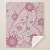 Roze Abstracte kunsten en bloemen houden van fract Sherpa Deken (Voorkant)