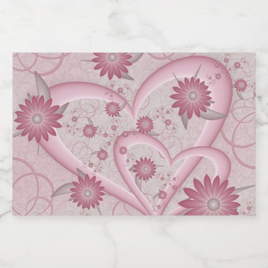 Roze Abstracte kunsten en bloemen houden van fract Sparkling Wijnetiket (Enkel label)