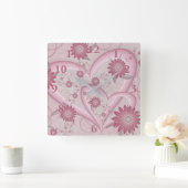 Roze Abstracte kunsten en bloemen houden van fract Vierkante Klok (Huis)