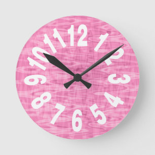 Roze Abstracte Patroongrote getallen Ronde Klok