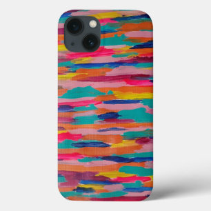 Roze Abstracte strepen iPhone 13 Hoesje