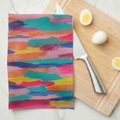 Roze Abstracte strepen Theedoek (Quarter Fold)