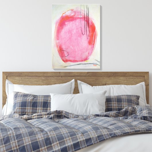 Roze Abstracte tekenverf Canvas Afdruk (Insitu (Slaapkamer))