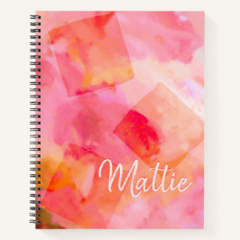 Roze Abstracte tekenverf Notitieboek