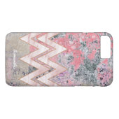 Roze Abstracte textuur met Chevrons en Naam Case-Mate iPhone Case (Achterkant (Horizontaal))