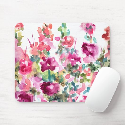 Roze Abstracte Waterverf Blokkering Achtergrond Muismat (Met muis)