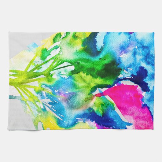 Roze abstracte waterverf Cyclamen flower Theedoek (Horizontaal)