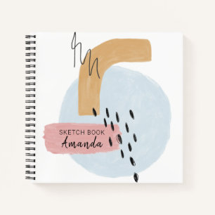  Roze Abstracte Waterverf Kalligrafie Naam Notitieboek