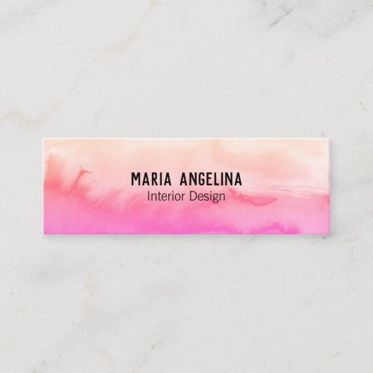 Roze abstracte waterverf mini-visitekaartje mini visitekaartje (Voorkant)