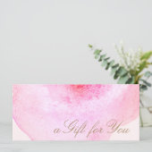 Roze Abstracte Waterverf Roze Cadeaubon (Staand voorkant)