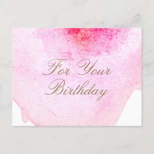Roze Abstracte Waterverf Verjaardag Beloningskaart Briefkaart