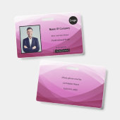 roze Abstracte zakelijke foto-ID Badge (Voor- en achterkant)