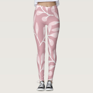 Roze achtergrond, Bloemen Leggings