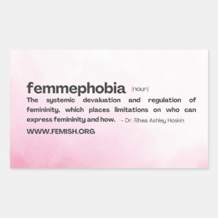 Roze achtergrond FEMMEFOBIA-definitie Rechthoekige Sticker