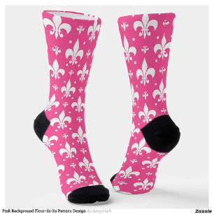 Roze Achtergrond Fleur-de-lis Patroonontwerp Sokken