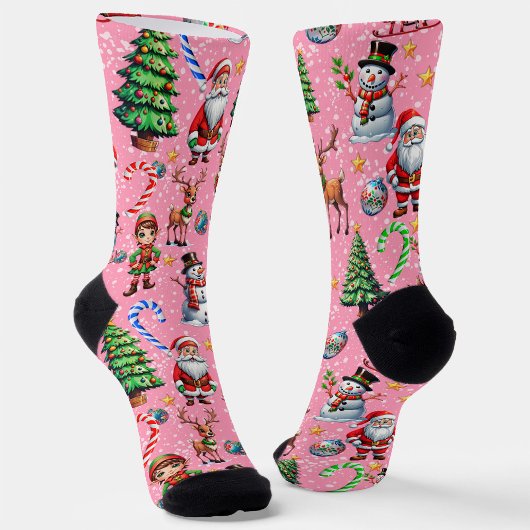 Roze Achtergrond Kerst Decoratiepatroon Sokken