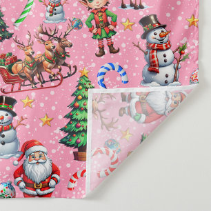 Roze Achtergrond Kerst Decoratiepatroon Wandkleed