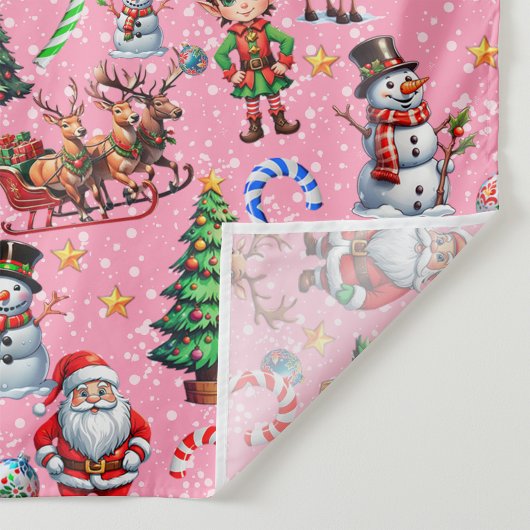 Roze Achtergrond Kerst Decoratiepatroon Wandkleed