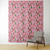 Roze Achtergrond Kerst Decoratiepatroon Wandkleed (In situ)