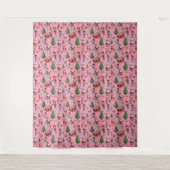 Roze Achtergrond Kerst Decoratiepatroon Wandkleed (Voorkant)