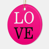 Roze Achtergrond Liefde Bruiloft Keramisch Ornament (Links)