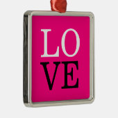 Roze Achtergrond Liefde Bruiloft Metalen Ornament (Rechts)