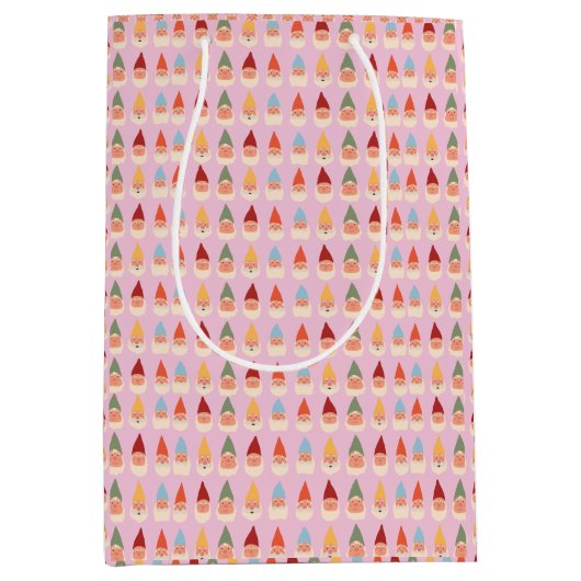 Roze achtergrond voor tuingnomen medium cadeauzakje (Voorkant)