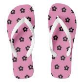 Roze Achtergrond Zwart Kleur Bloemen Gedrukt-Sanda Teenslippers (Voetbed)