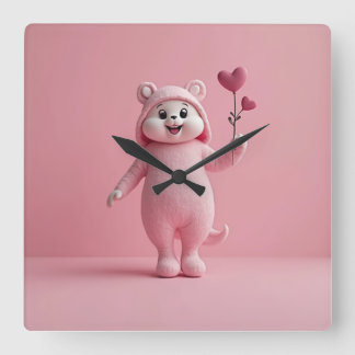 roze achtergrondklok vierkante klok