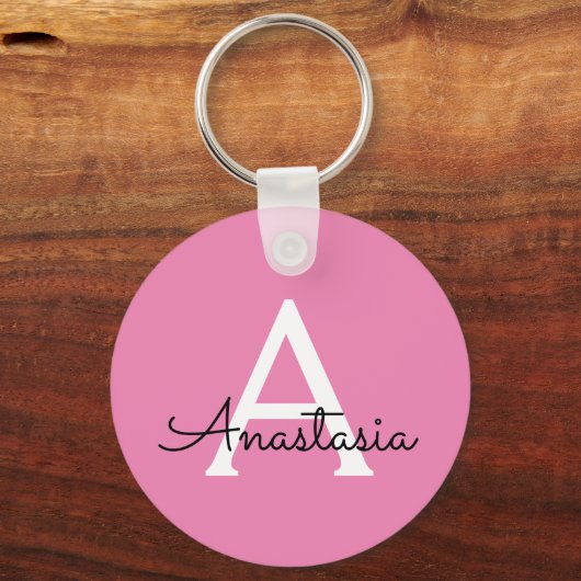 Roze achternaam personaliseren sleutelhanger (Voorkant)