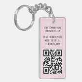 Roze Acryl QR Code Sleutelhanger met Logo Rechthoe (Voorkant Links)