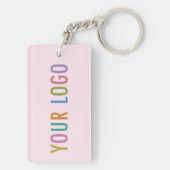 Roze Acryl QR Code Sleutelhanger met Logo Rechthoe (achterkant)