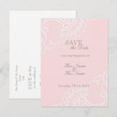 Roze afbeelding  legant kant bewaart de datum aankondigingskaart (Voorkant / Achterkant)