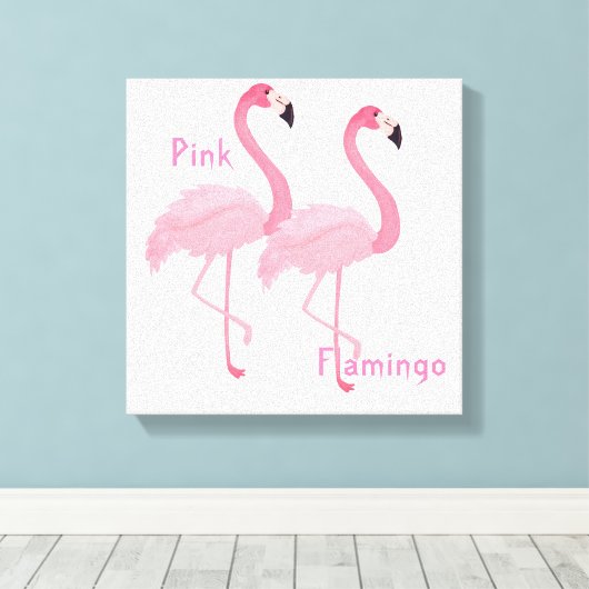 Roze afdruk van Flamingo Canvas (Insitu (Houten vloer))