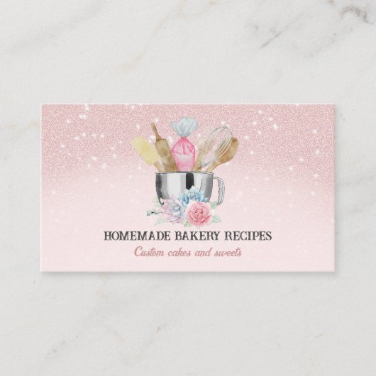 Roze afgebeeld Shiny Bakery Visitekaartje (Voorkant)