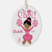Roze Afrikaans-Amerikaanse Cheerleader Ornament (Rechts)