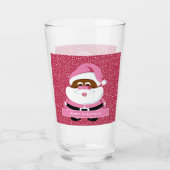 Roze Afrikaans-Amerikaanse Kerstman Kerstmis Glas (Voorkant)