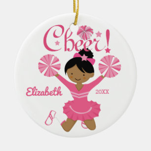 Roze Afro-Amerikaans Cheerleader Ornament